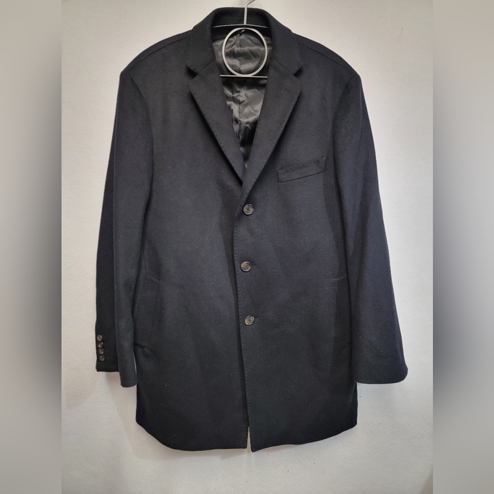 Cardinal Of Canada Black Wool And Cashmere Blend Mens 46R Topcoat - Picture 13 of 13